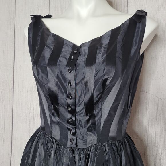 Vintage 50s Black Striped Cocktail Party Dress by Lanz Original - Picture 5 of 7